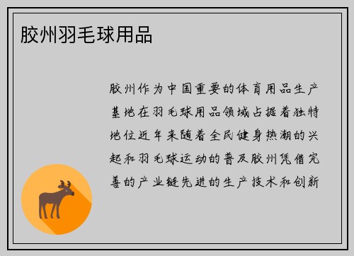 胶州羽毛球用品